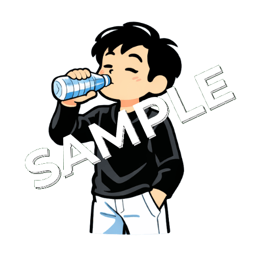 ペットボトルの水を飲む男性あん摩マッサージ指圧師のイラスト