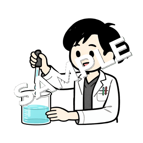 スポイトでビーカーに液体を入れている女性薬剤師のイラスト