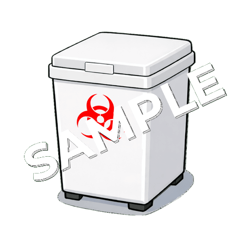 感染性廃棄物のごみ箱（赤）のイラスト