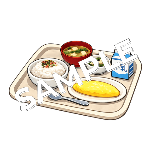 病院食（オムレツ）のイラスト