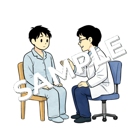 問診を受ける男性患者のイラスト