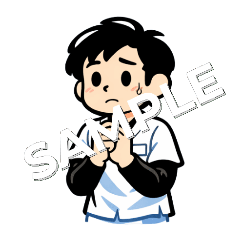 緊張する男性あん摩マッサージ指圧師のイラスト