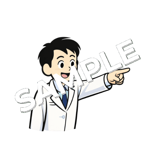 右を指差す男性薬剤師のイラスト