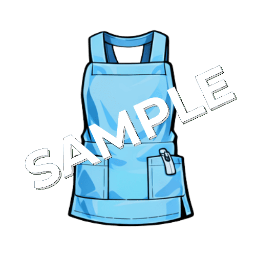 青色のエプロンのイラスト