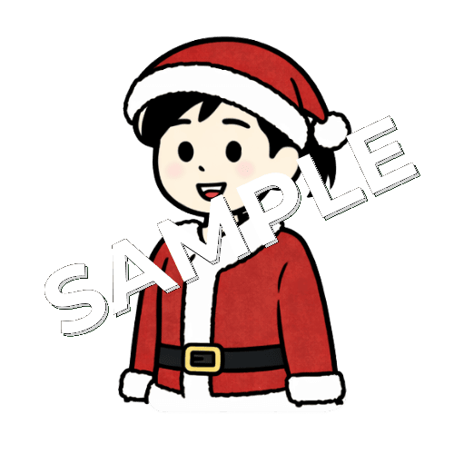 サンタの恰好をする女性鍼灸師のイラスト