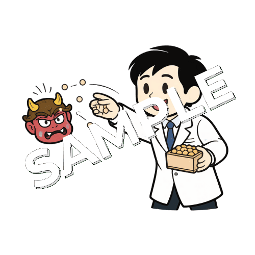 豆まきをする男性薬剤師のイラスト