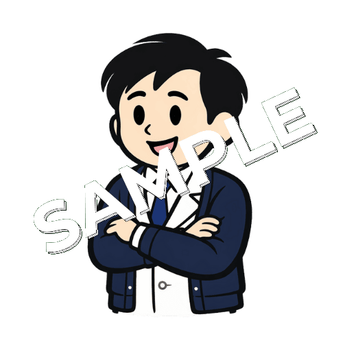 カーディガンを羽織る男性薬剤師のイラスト