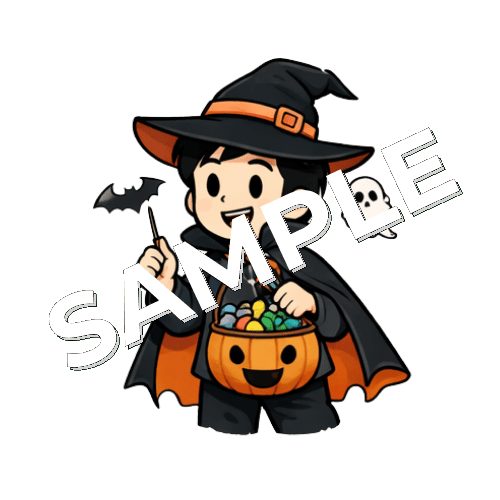 ハロウィンの格好をする男性鍼灸師のイラスト