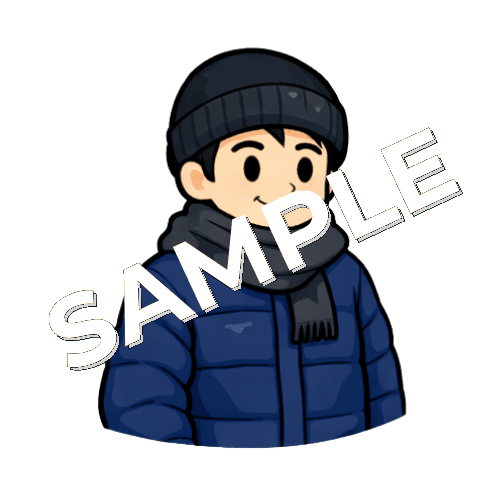 防寒対策をしている男性鍼灸師のイラスト