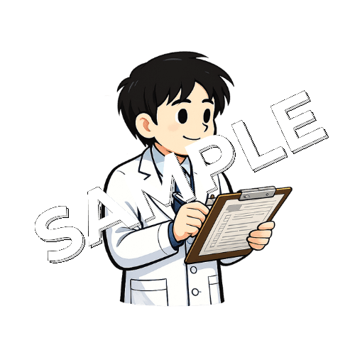 カルテを確認する男性薬剤師のイラスト