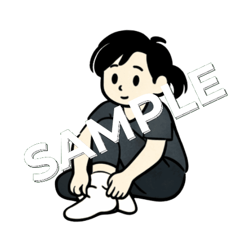 靴下をはく女性鍼灸師のイラスト