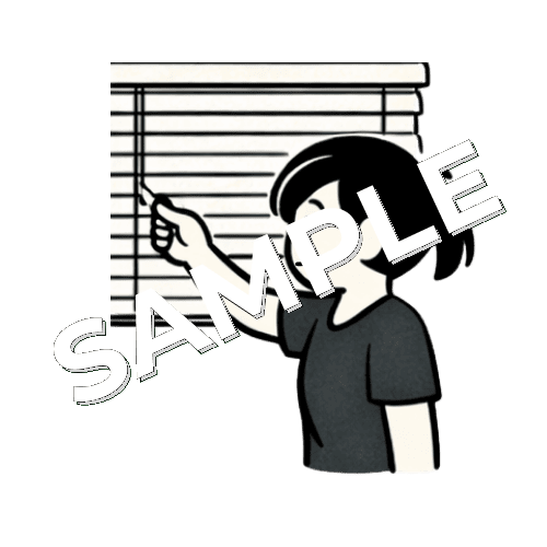 ブラインドを閉める女性鍼灸師のイラスト