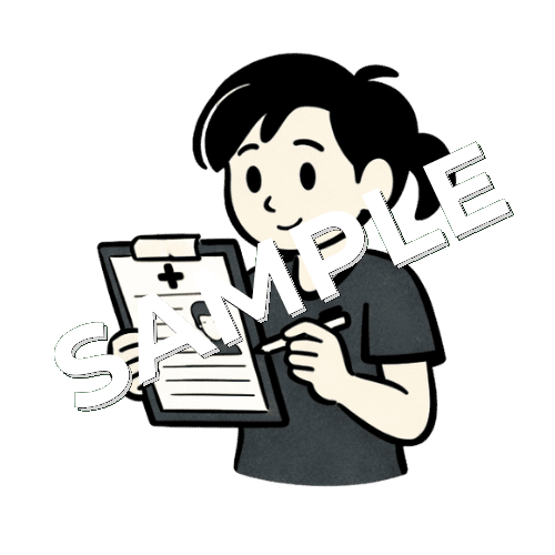 カルテを確認する女性鍼灸師のイラスト