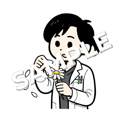 花占いをする女性薬剤師のイラスト