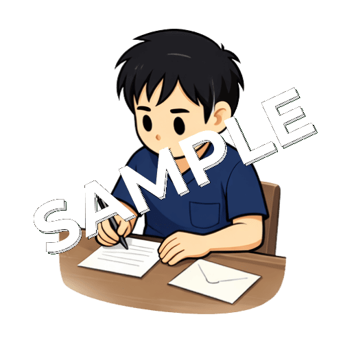 手紙を書く男性鍼灸師のイラスト