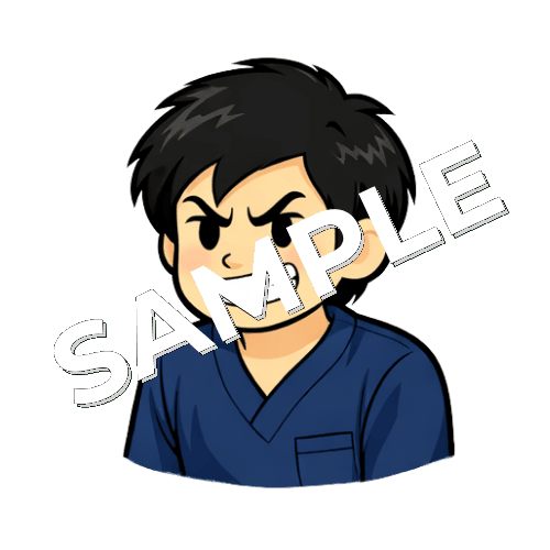 歯を食いしばる男性鍼灸師のイラスト