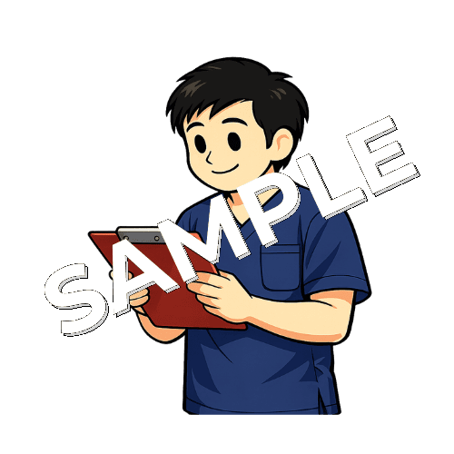 カルテを確認する男性鍼灸師のイラスト