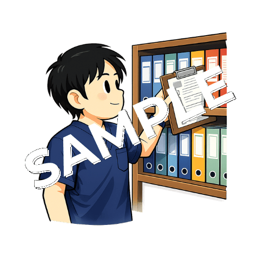 カルテ棚から取り出す男性鍼灸師のイラスト