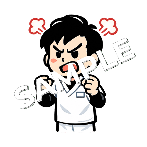 怒る男性あん摩マッサージ指圧師のイラスト