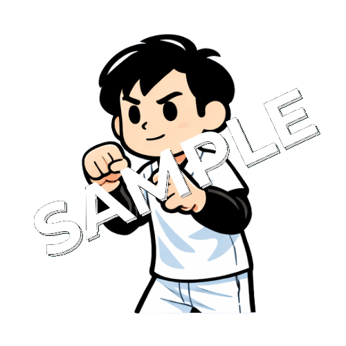 パンチポーズの男性あん摩マッサージ指圧師のイラスト