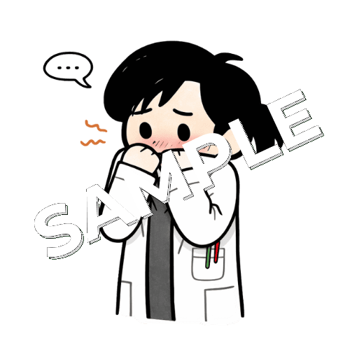 人見知りをする女性薬剤師のイラスト