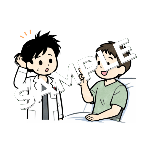 寝癖を指摘される女性薬剤師のイラスト