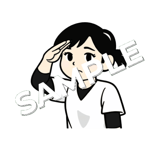 敬礼する女性あん摩マッサージ指圧師のイラスト