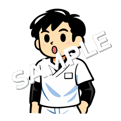 うの口の形をする男性あん摩マッサージ指圧師のイラスト