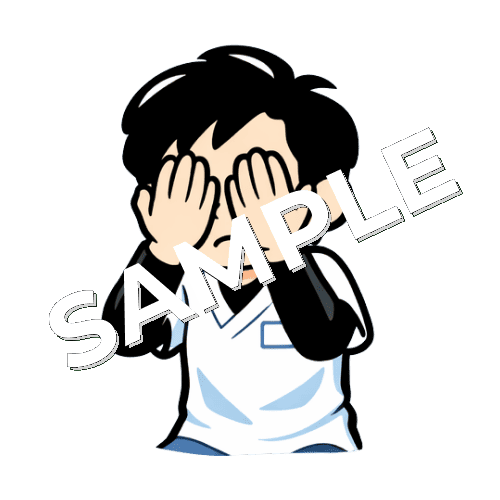 目を覆う男性あん摩マッサージ指圧師のイラスト