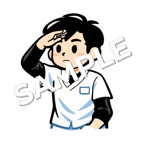 手を使い遠くを見る男性あん摩マッサージ指圧師のイラスト