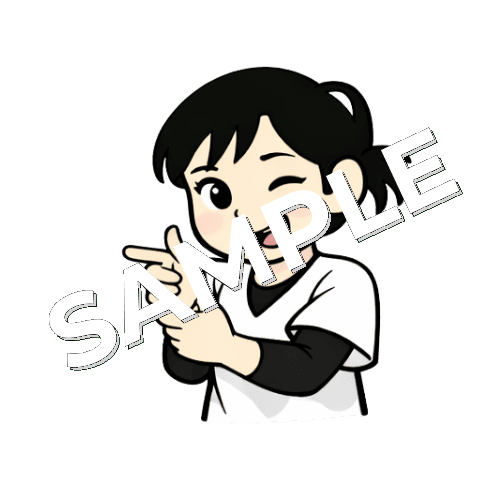 ピストルポーズをする女性あん摩マッサージ指圧師のイラスト