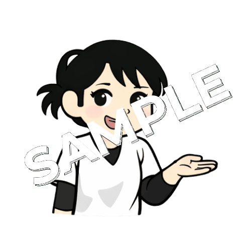 右手で案内ポーズをする女性あん摩マッサージ指圧師のイラスト