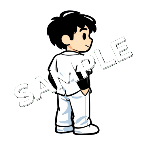 右向きで立つ男性あん摩マッサージ指圧師のイラスト