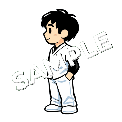 左向きで立つ男性あん摩マッサージ指圧師のイラスト