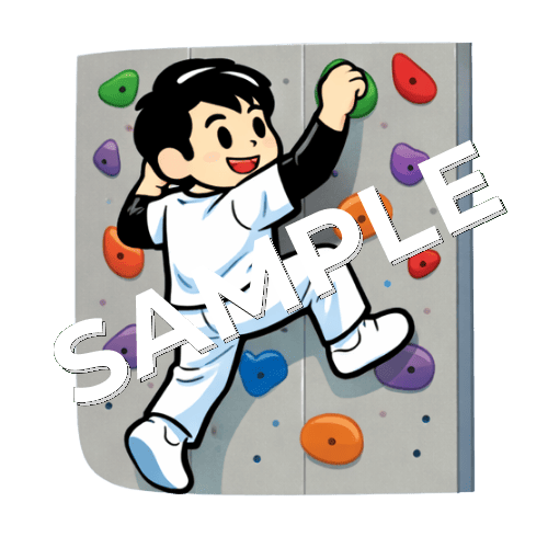 クライミングする男性あん摩マッサージ指圧師のイラスト