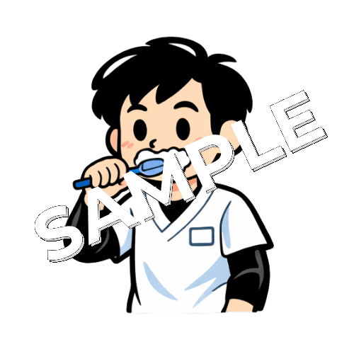 歯磨きをする男性あん摩マッサージ指圧師のイラスト