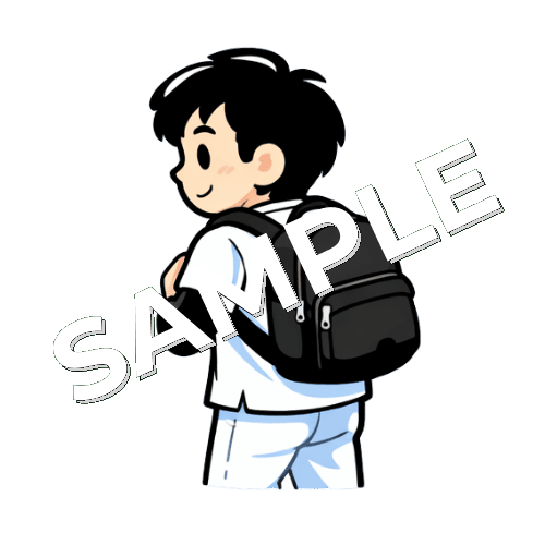 リュックを背負う男性あん摩マッサージ指圧師のイラスト