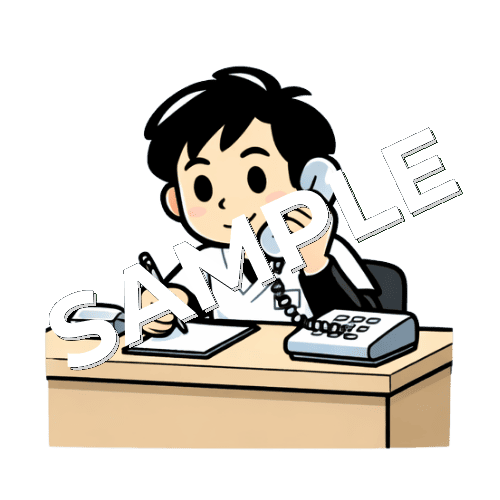 電話をかけながらメモを取る男性あん摩マッサージ指圧師のイラスト