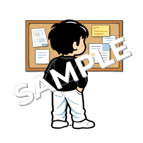 掲示板を見る男性あん摩マッサージ指圧師のイラスト