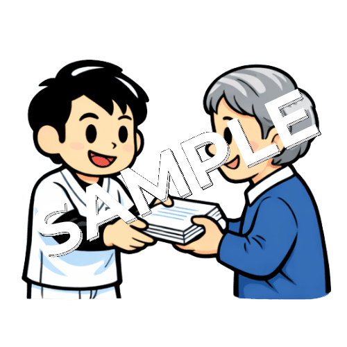 資料を渡す男性あん摩マッサージ指圧師のイラスト