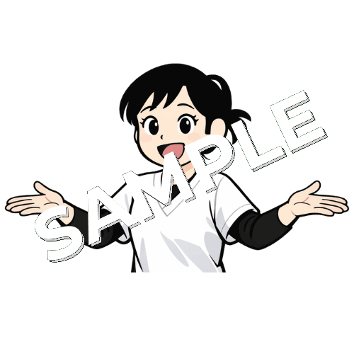 両手を広げてウェルカムポーズの女性あん摩マッサージ指圧師のイラスト