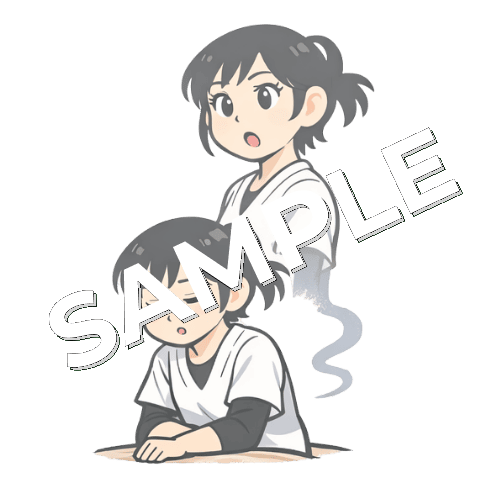 幽体離脱する女性あん摩マッサージ指圧師のイラスト