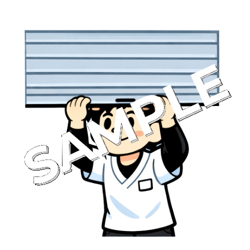 シャッターを閉める男性あん摩マッサージ指圧師のイラスト