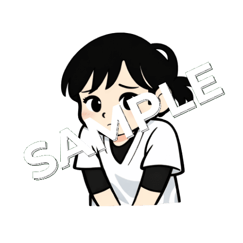 もじもじする女性あん摩マッサージ指圧師のイラスト