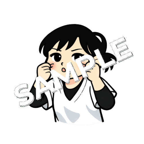 ほっぺをつねる女性あん摩マッサージ指圧師のイラスト