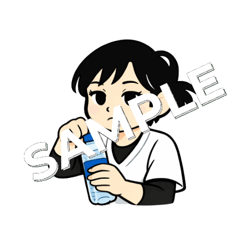 ペットボトルを開ける女性あん摩マッサージ指圧師のイラスト