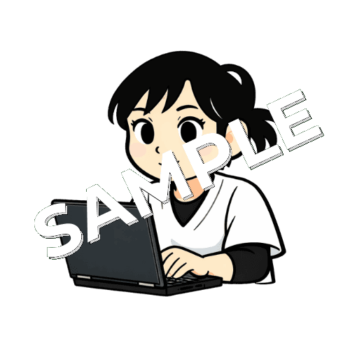 PC業務をする女性あん摩マッサージ指圧師のイラスト