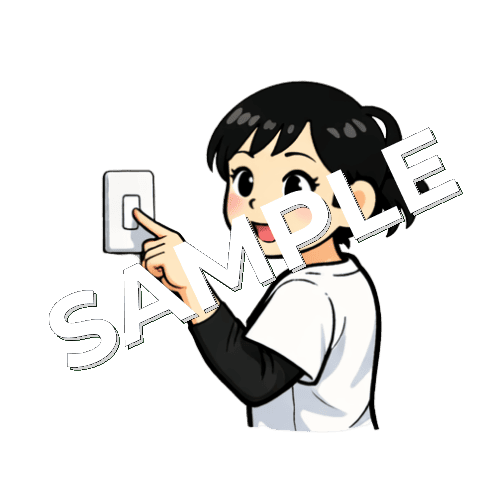 電気のスイッチを押す女性あん摩マッサージ指圧師のイラスト