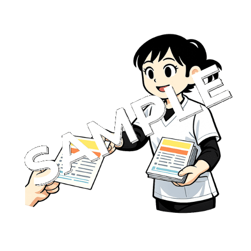 チラシを配る女性あん摩マッサージ指圧師のイラスト