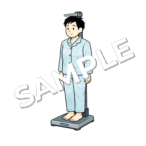 身長を測る男性患者のイラスト